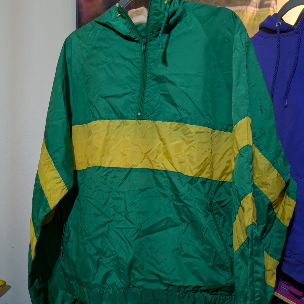 Green and Yellow Windbreaker Jacket